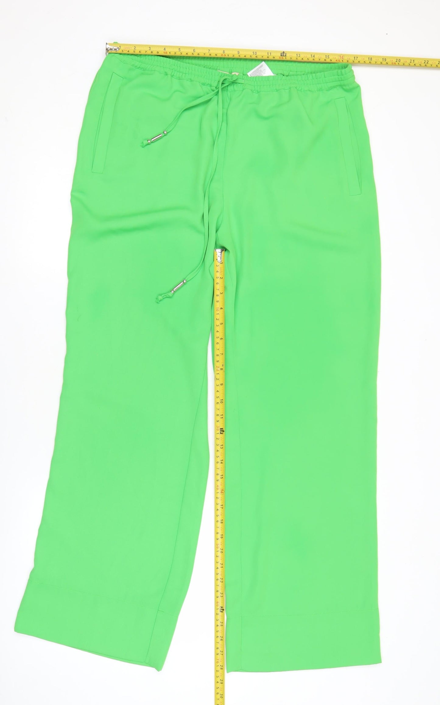 H&M Womens Green Size 12 Straight Leg Polyester Casual Trousers