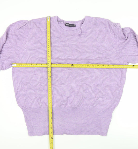 Marks and Spencer Women’s Purple Puff Sleeve Knit Jumper XL