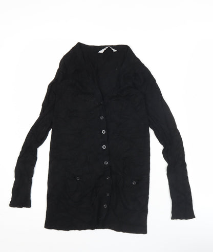 Pull&Bear Pull and Bear Womens Black Cardigan Size S Long Sleeve V-Neck Knit