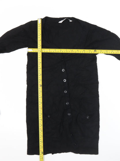 Pull&Bear Pull and Bear Womens Black Cardigan Size S Long Sleeve V-Neck Knit