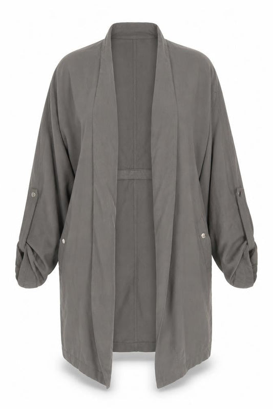 New Look Women’s Grey Long Coatigan Jacket UK 18 Lightweight Casual