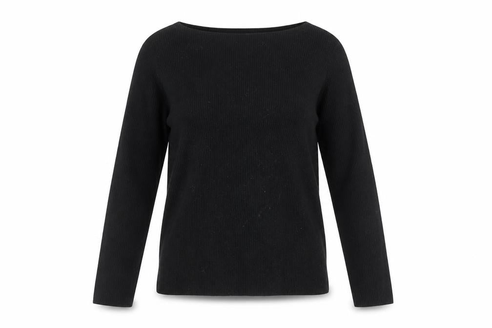 Gap Women’s Black Petite S Boat Neck Knit Long Sleeve Blouse