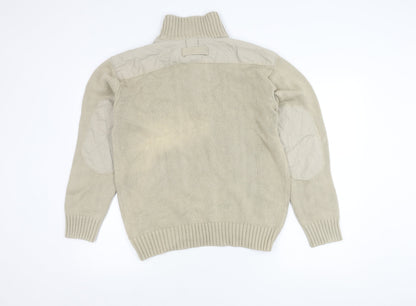 Pierre Cardin Men's Beige Cotton 1/4 Zip Pullover Jumper M