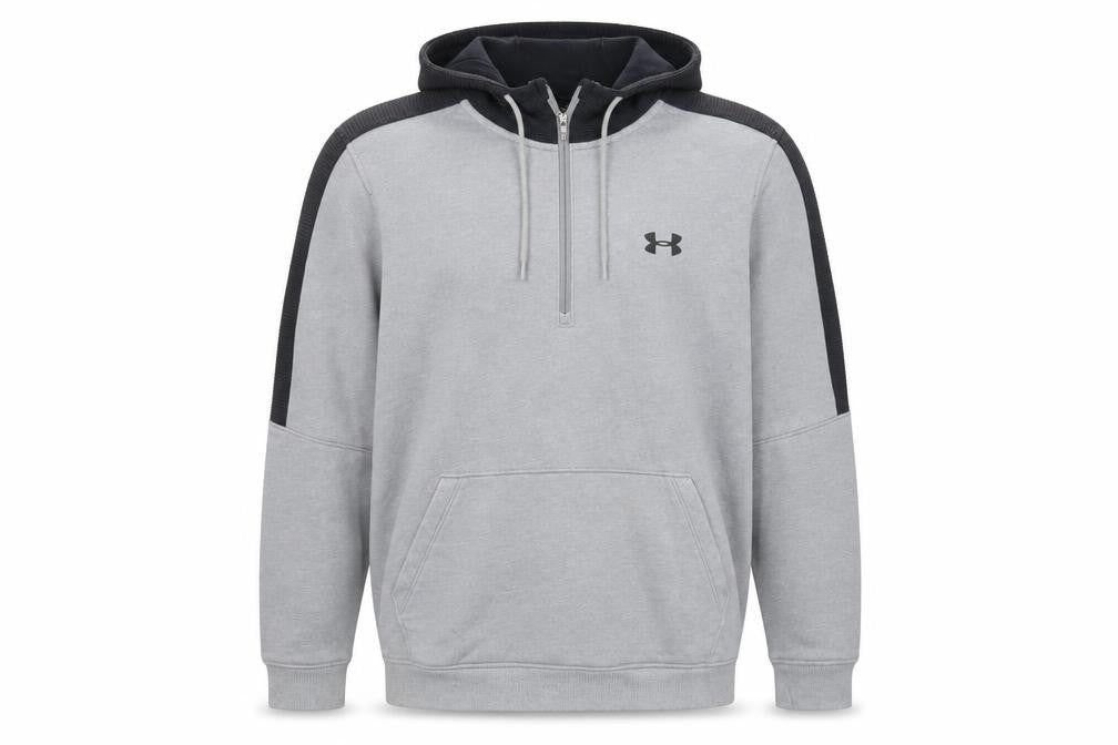 Under Armour Mens Grey L Hoodie 1/2 Zip Logo Sportswear Fleece