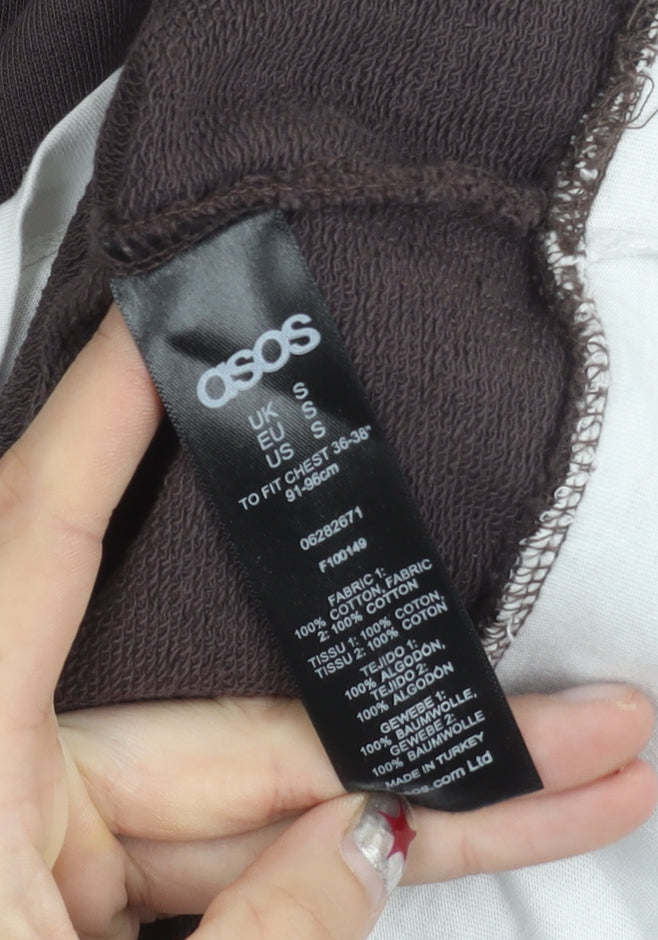 ASOS Mens Brown Pullover Hoodie Size S Regular Fit Long Sleeve