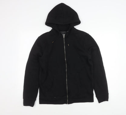 Additional front view of Red Herring boys’ black medium hooded zip jacket cotton blend