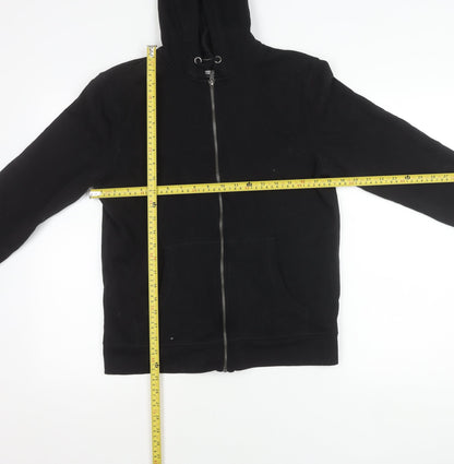 Back view of Red Herring boys’ black medium hooded zip jacket cotton blend