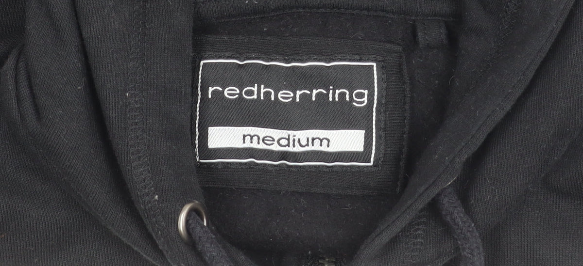 Red Herring Boys Black Medium Hooded Zip Jacket Cotton Blend