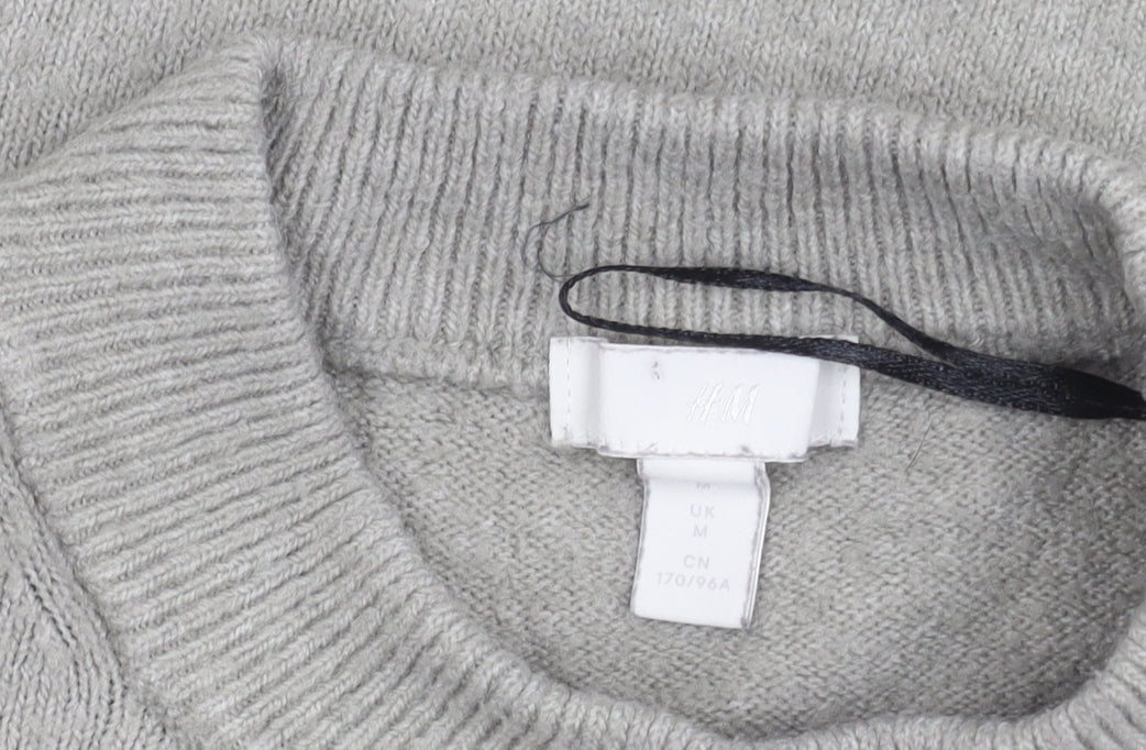H&M Women’s Grey Mock Neck Pullover Jumper Size M Long Sleeve