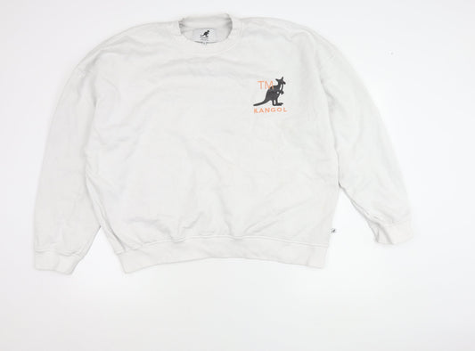 Kangol Men’s White XL Pullover Sweatshirt Logo Graphic Cotton Blend