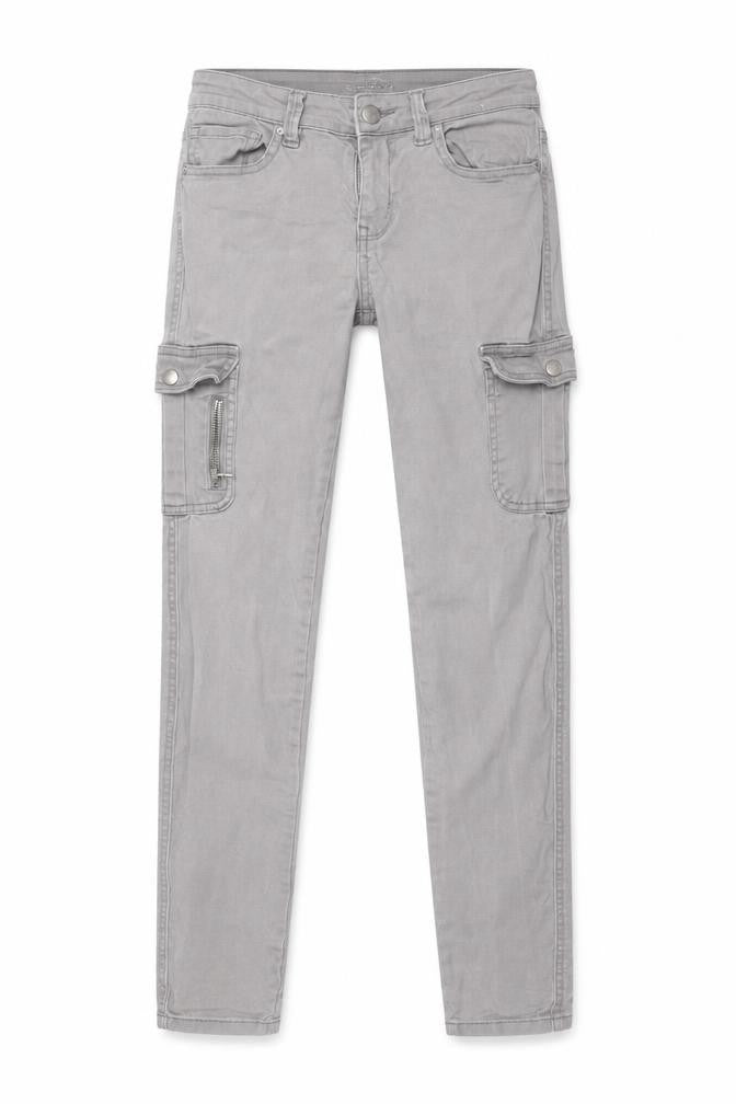 PrimCo Womens Grey Cargo Jeans Size 10 Regular Fit Cotton