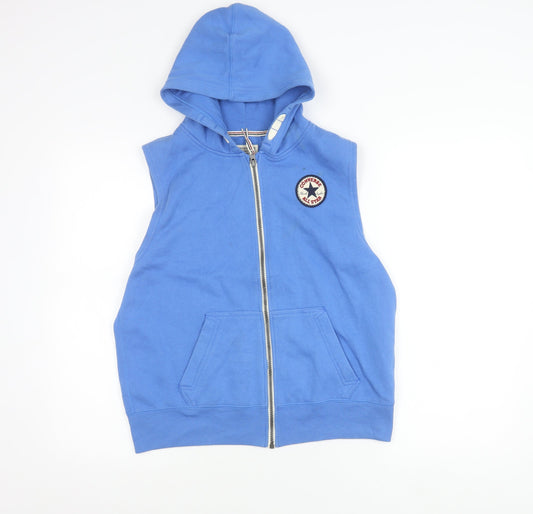 Converse Boys Blue Hooded Sleeveless Zip Up Waistcoat Jacket 12-13 Years