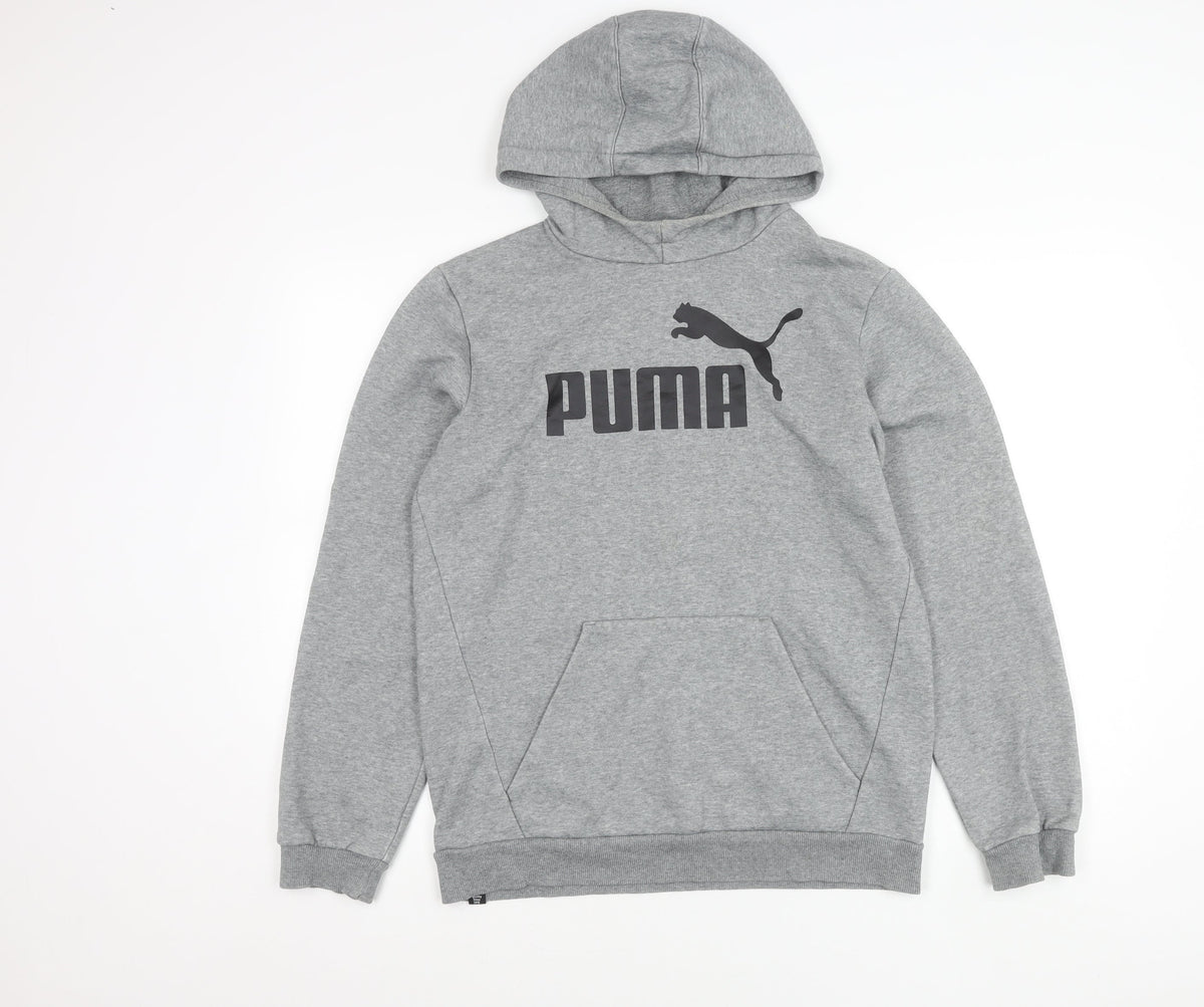 Puma Boys Grey Pullover Hoodie Size 16Y Regular Fit Logo Sportswear