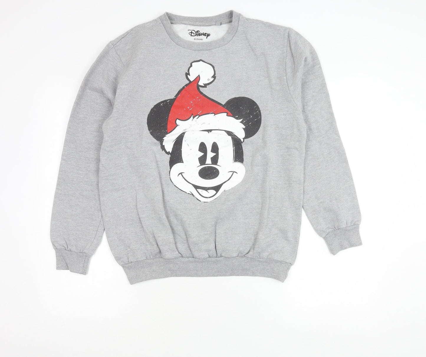 Disney Womens Grey Mickey Mouse Christmas Sweatshirt Size 12 L