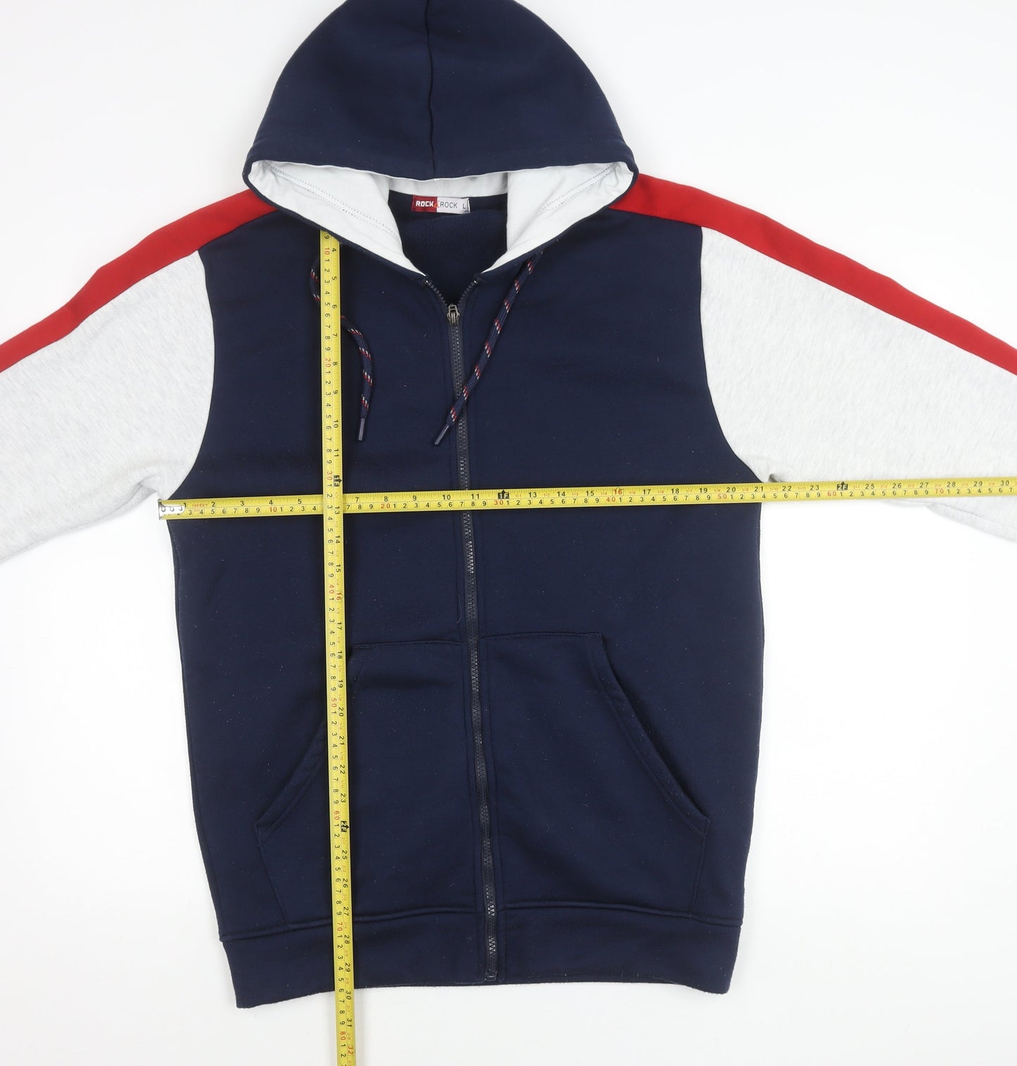 Rock & Rock Men’s L Blue Red Zip Hoodie Jacket Cotton Blend