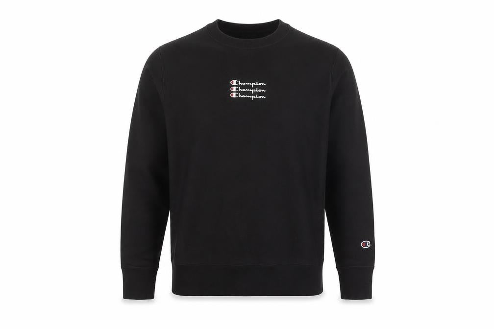 Champion Men's Black Small Pullover Sweatshirt Crew Neck Logo