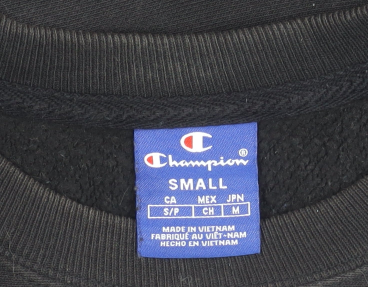 Champion Men's Black Small Pullover Sweatshirt Crew Neck Logo