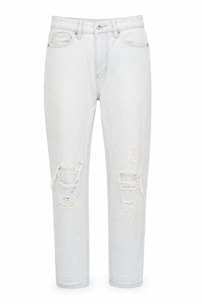 Boohoo Women’s Blue Mom Jeans UK 8 Distressed Light Wash