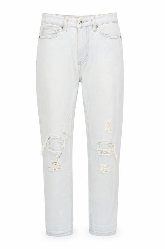 Boohoo Women’s Blue Mom Jeans UK 8 Distressed Light Wash
