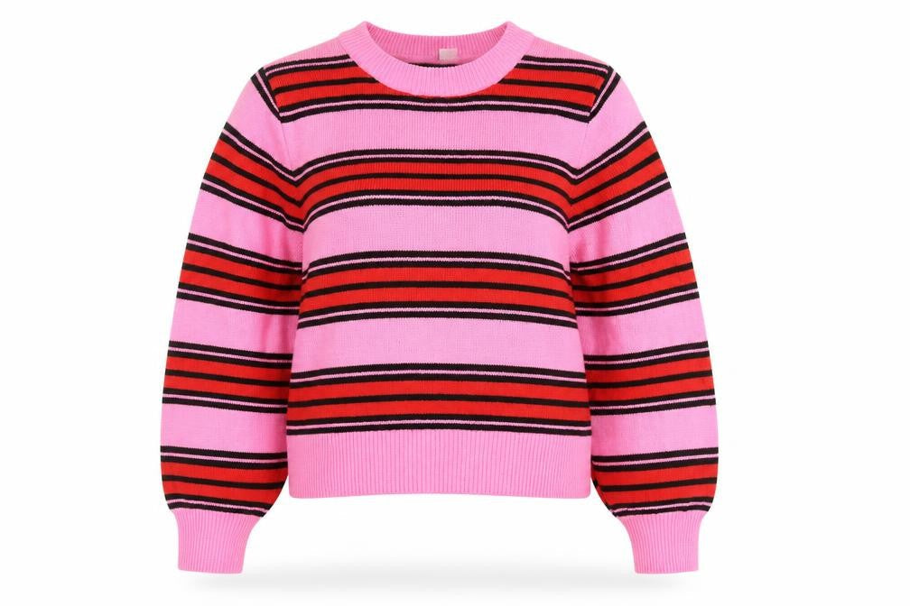 H&M Women’s Pink Striped Pullover Jumper Size L Acrylic Knit