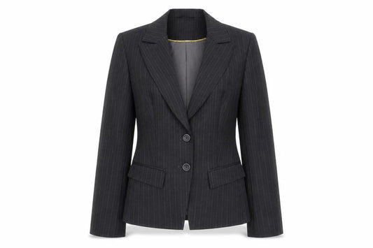 George Womens Black Pinstripe Suit Jacket Size 10 Regular Fit Business Blazer