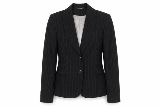 Austin Reed Women Black Pinstripe Suit Jacket Size 14 Wool Blend