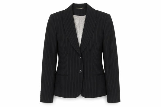 Austin Reed Women Black Pinstripe Suit Jacket Size 14 Wool Blend
