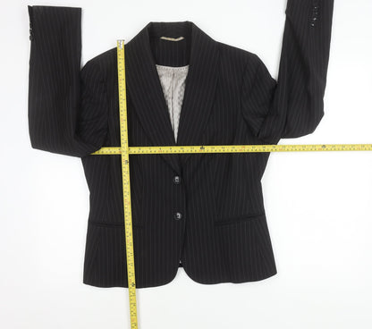 Austin Reed Women Black Pinstripe Suit Jacket Size 14 Wool Blend