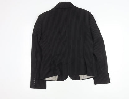 Austin Reed Women Black Pinstripe Suit Jacket Size 14 Wool Blend