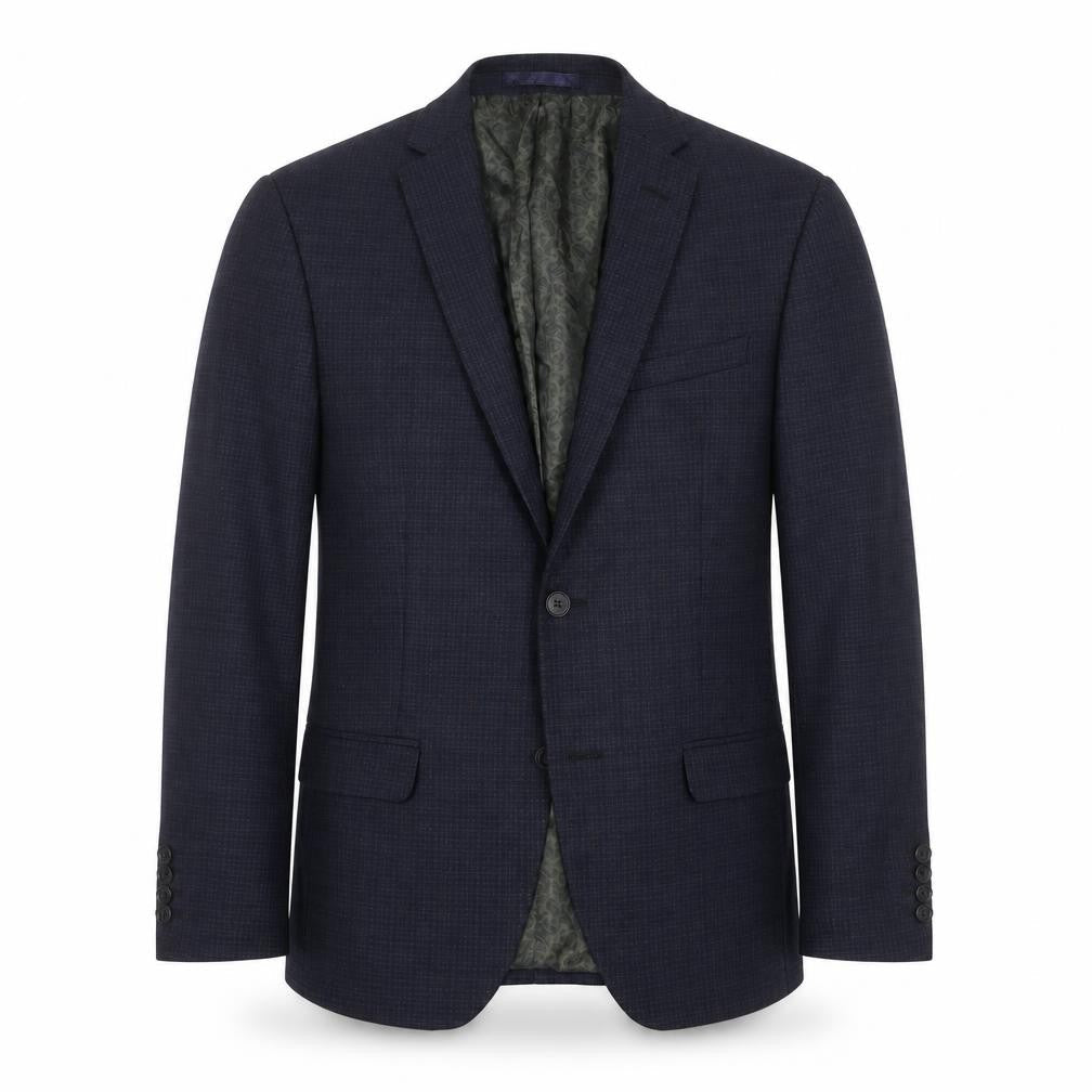 Limehaus Mens Slim Fit Blue Check Blazer Jacket 36S Notch Lapel