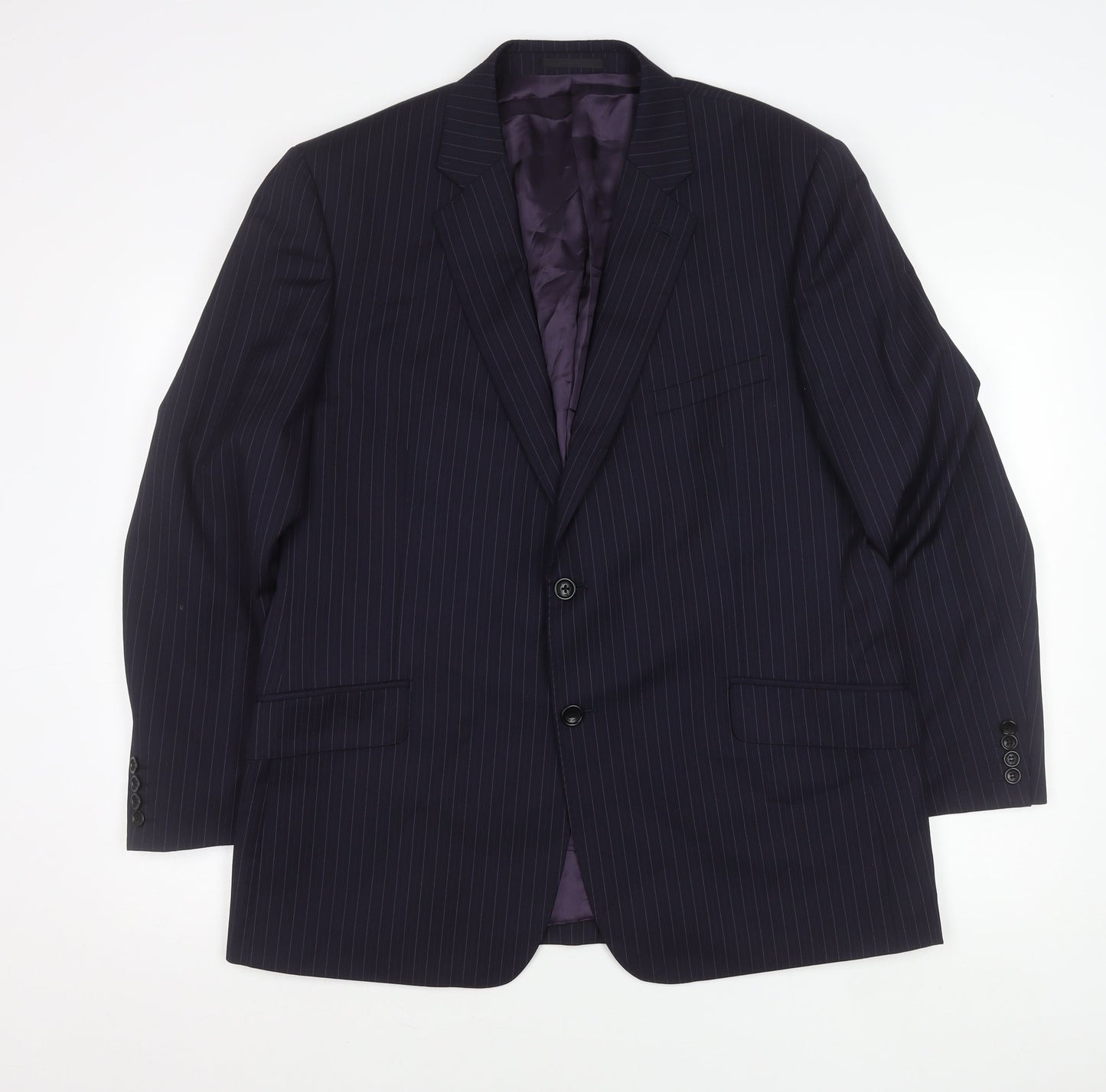 Samuel Slater Men's Dark Purple Wool Pinstripe Blazer Jacket Size 44