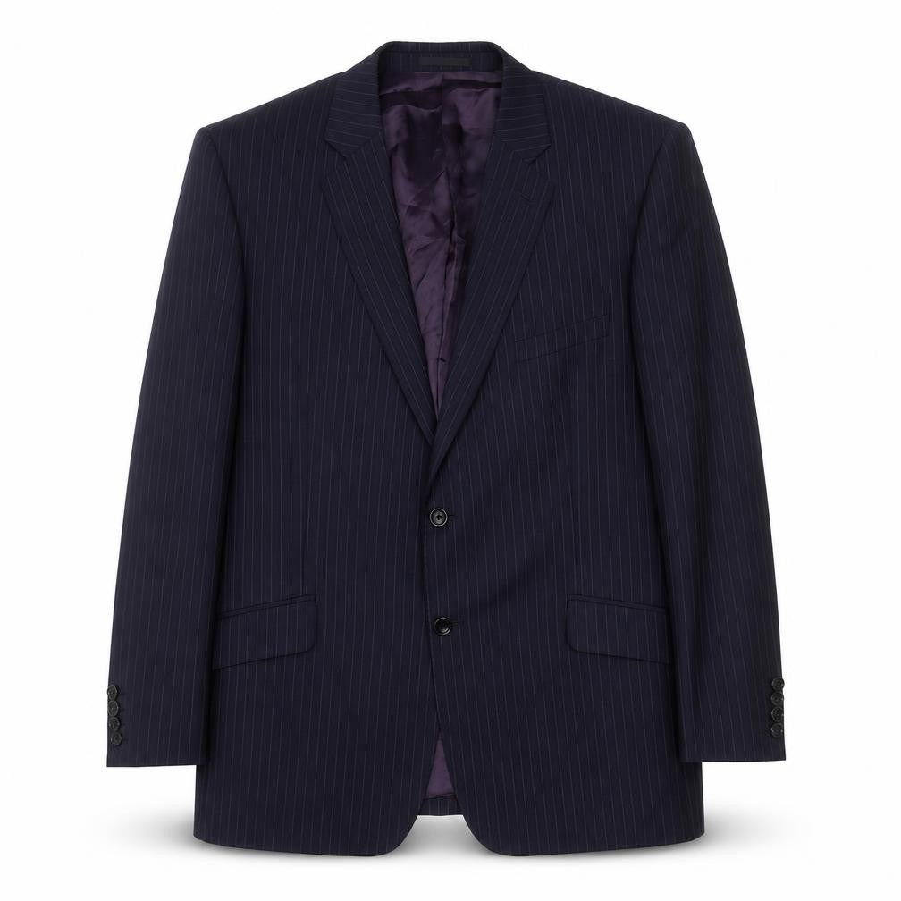 Samuel Slater Men's Dark Purple Wool Pinstripe Blazer Jacket Size 44
