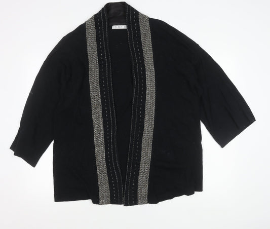Zara Women Black Cardigan Size 12 Knit Open Front 3/4 Sleeve