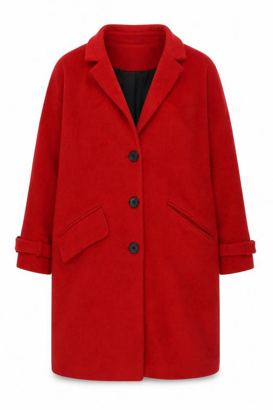 ASOS Womens Red Wool Blend Mid-Length Coat UK 10 Classic Overcoat