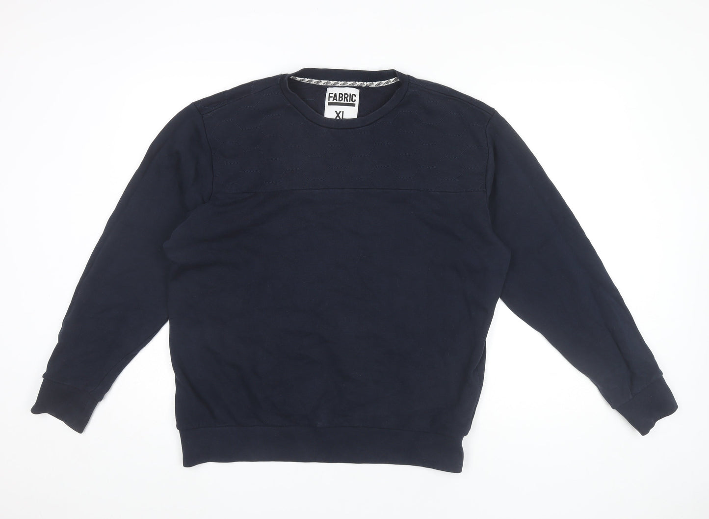 Fabric Men’s Blue XL Pullover Sweatshirt Quilted Crew Neck