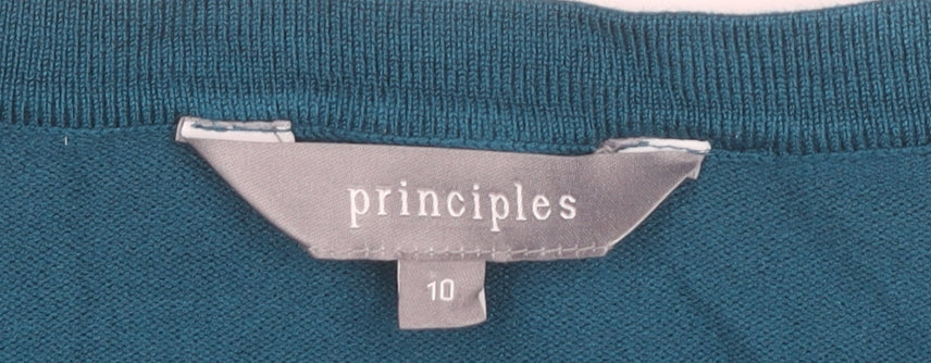 Principles Womens Blue Jumper Size 10 Crew Neck Long Sleeve Ruffle Knit