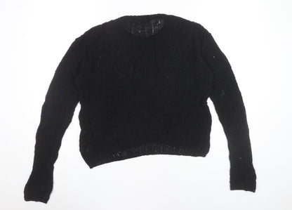 Weekday Womens Black Pullover Jumper Size S Crew Neck Knit