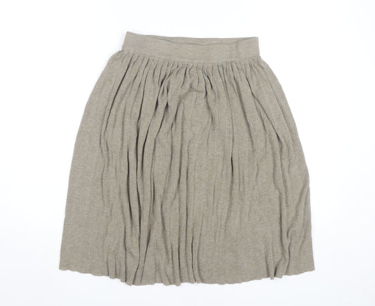 Zara Women’s Beige Pleated Knit Knee Length Skirt Size 12