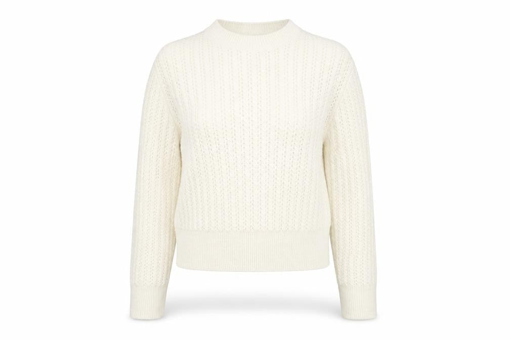 MNG Women’s Ivory Cable-Knit Pullover Jumper Size S