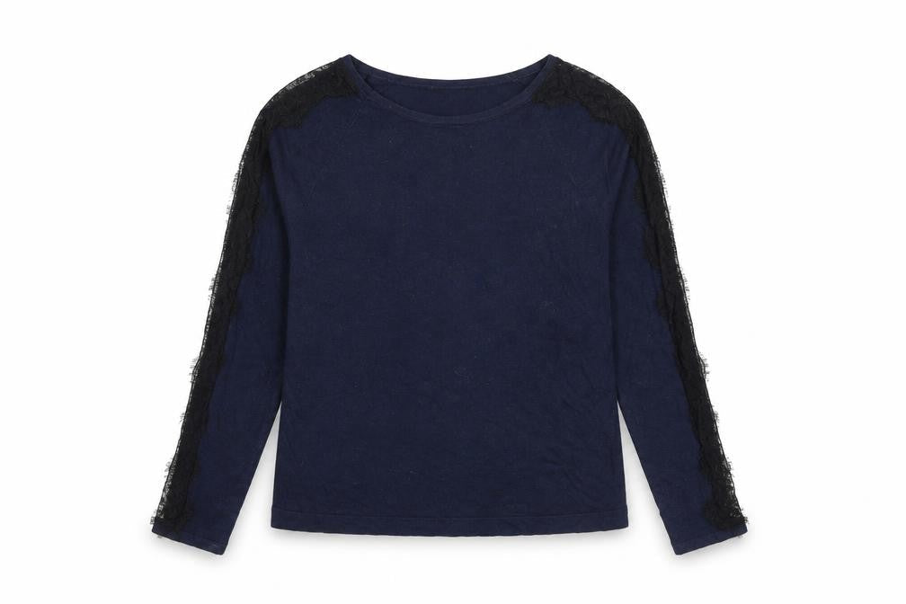 Warehouse Womens Blue Lace Accent Pullover Jumper UK 14