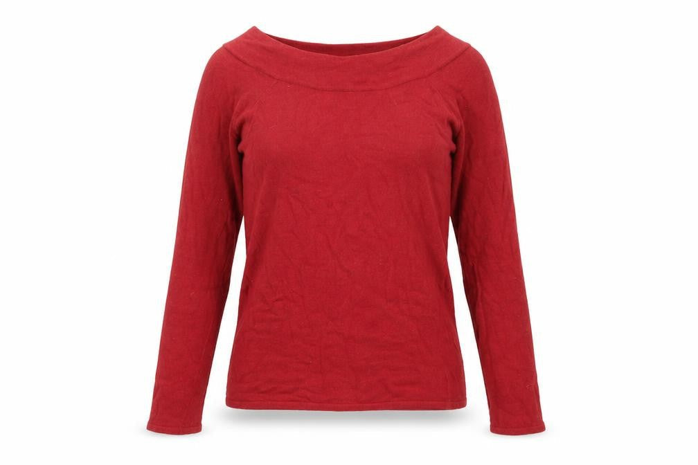 Susan Bristol Womens Red Boat Neck Angora Wool Blend Jumper Size S