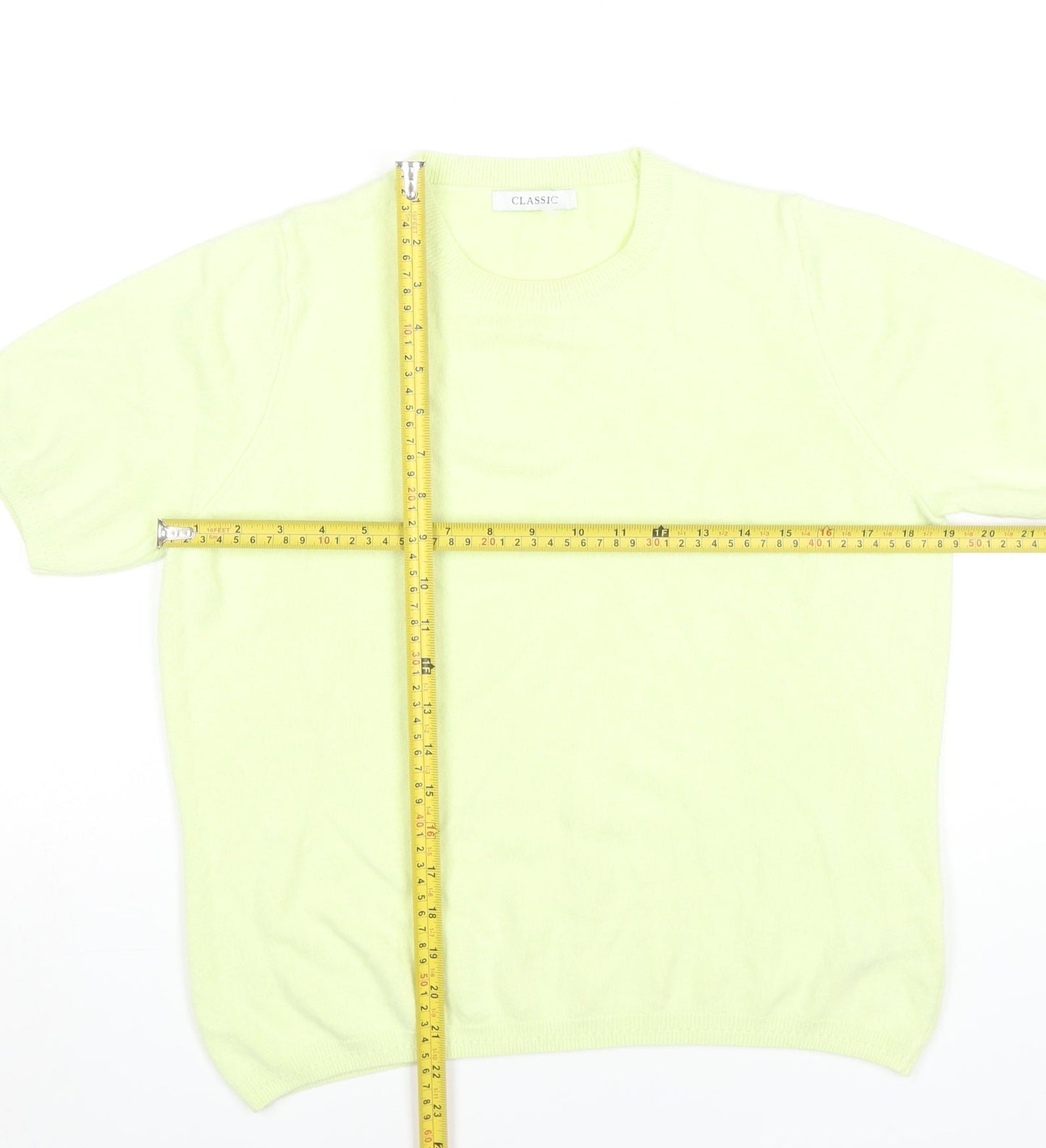 Marks and Spencer Women Green Size 14 Acrylic Short Sleeve T-Shirt
