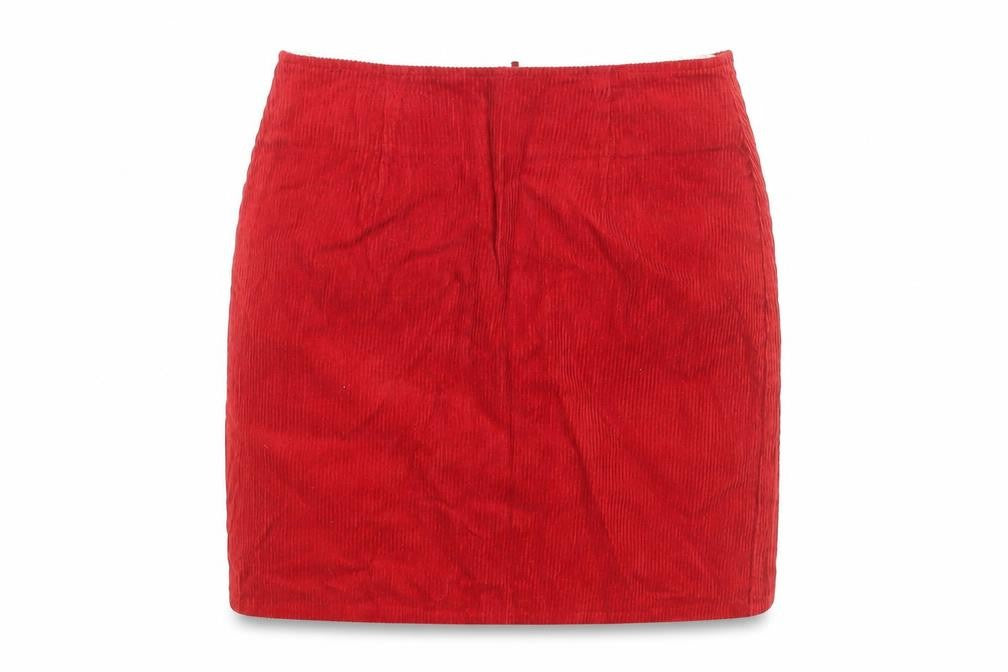 Next Women Red Corduroy Pencil Skirt Size 8 Knee Length