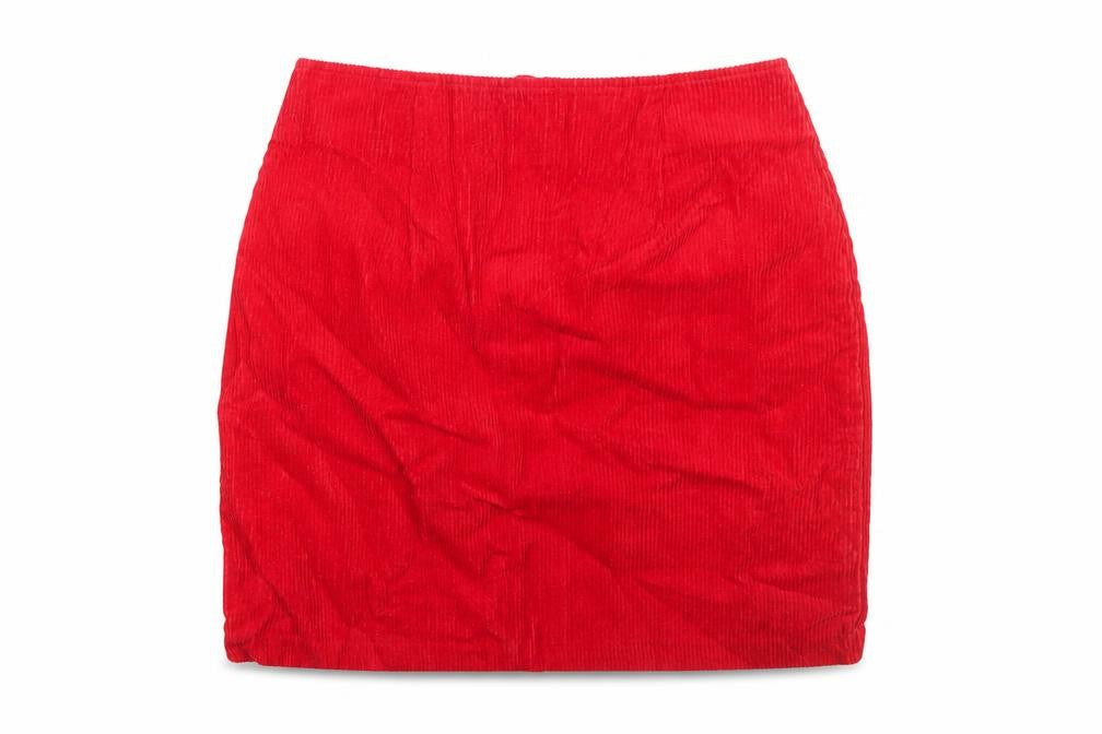 Next Women Red Cotton Corduroy Pencil Skirt Size 8