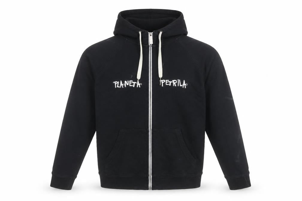 Malfini Men’s Black Full Zip Hoodie M Graphic Cotton Sweatshirt