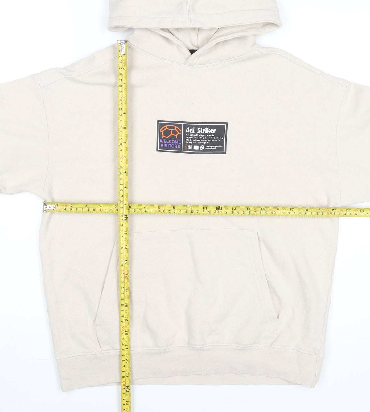 Zara Boys Beige Pullover Hoodie 13-14 Years Football Graphic Print