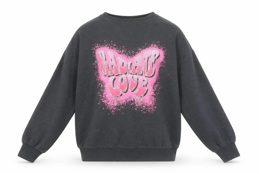Front view of I ❤️ Girlpower girls’ black graphic print pullover sweatshirt 8 years
