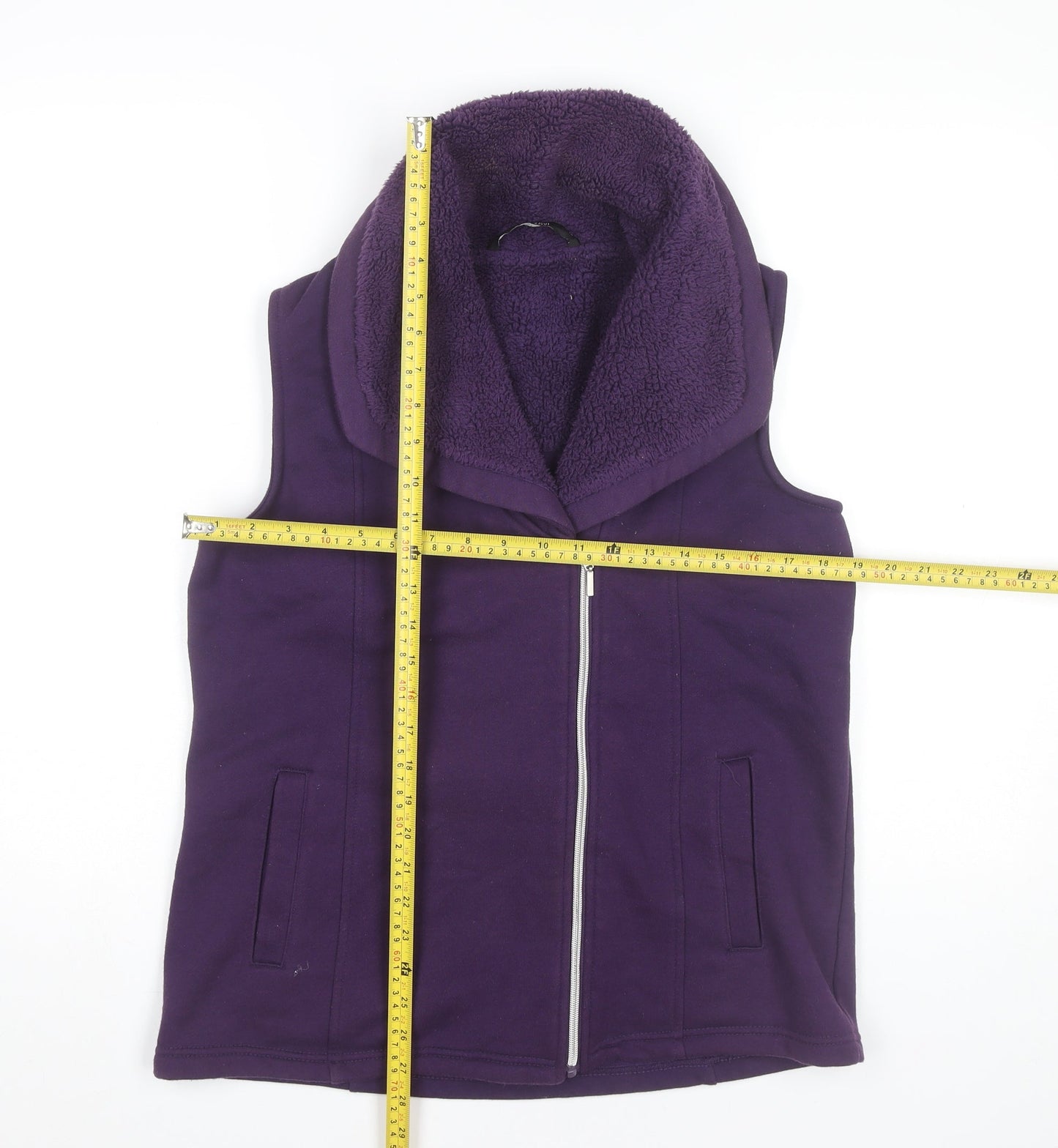Bm Casual Women’s Purple Fleece Lined Zip Waistcoat Size 12