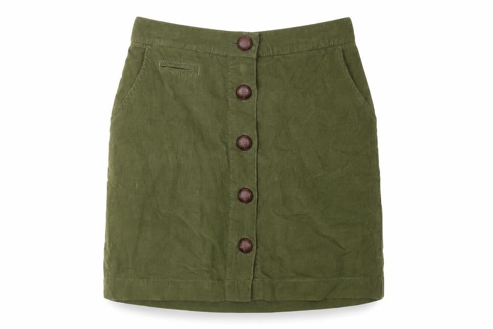 BDG Women’s Green Corduroy Button Skirt S Short Casual