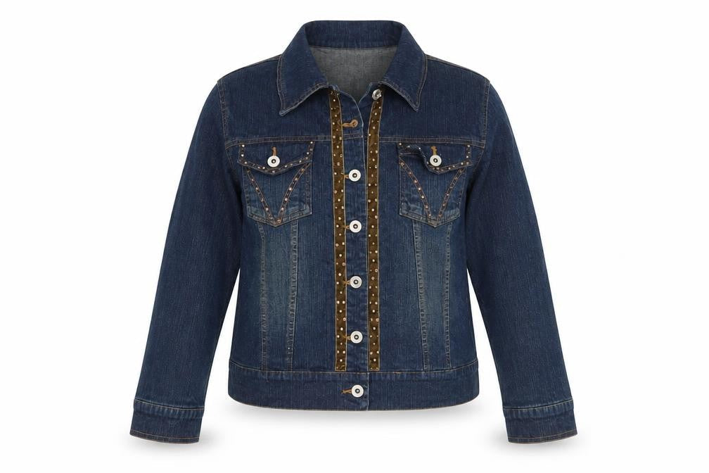 BEACH Women’s Blue Denim Studded Jacket Size L Casual